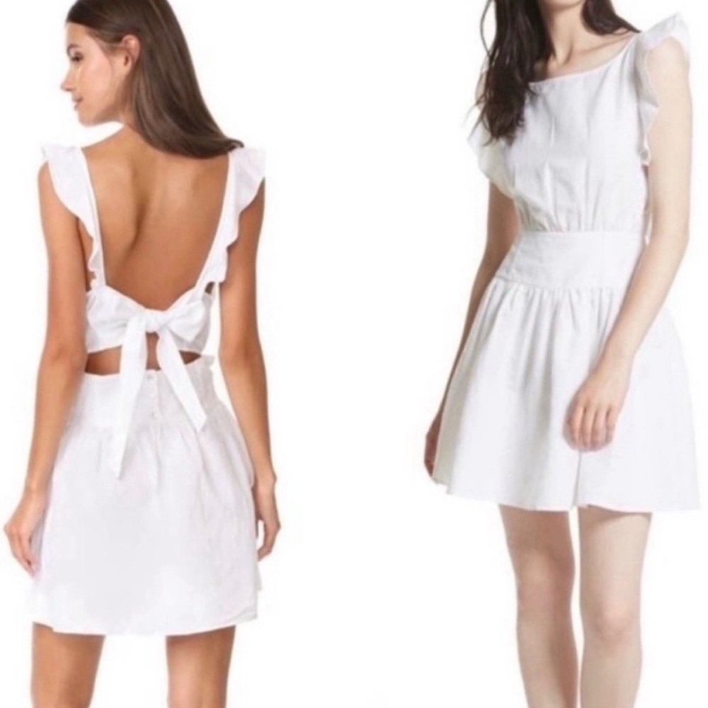 FREE PEOPLE Erin Ruffle Linen Mini Dress